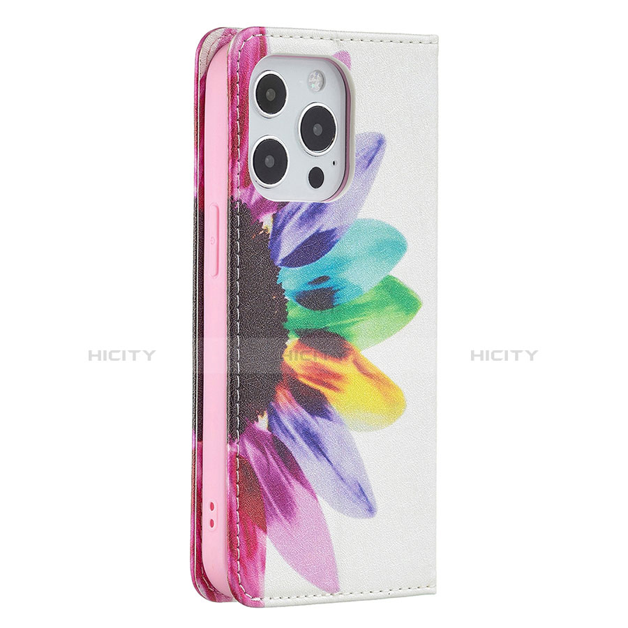 Coque Portefeuille Fleurs Livre Cuir Etui Clapet L01 pour Apple iPhone 13 Pro Max Rose Plus