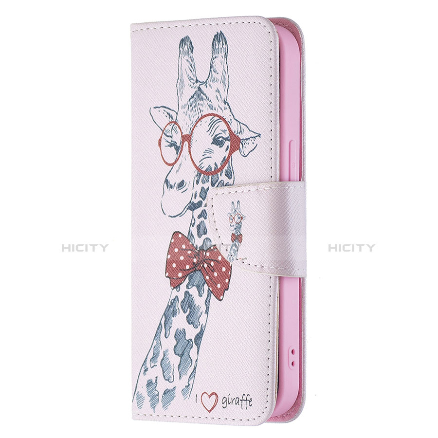 Coque Portefeuille Fleurs Livre Cuir Etui Clapet L01 pour Apple iPhone 13 Rose Plus