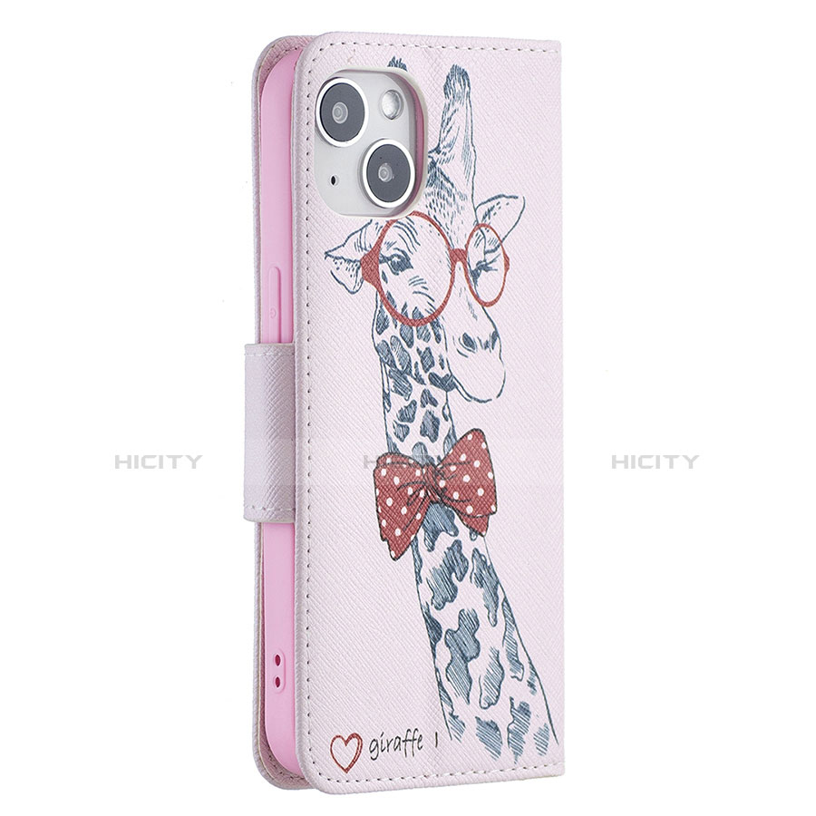 Coque Portefeuille Fleurs Livre Cuir Etui Clapet L01 pour Apple iPhone 13 Rose Plus