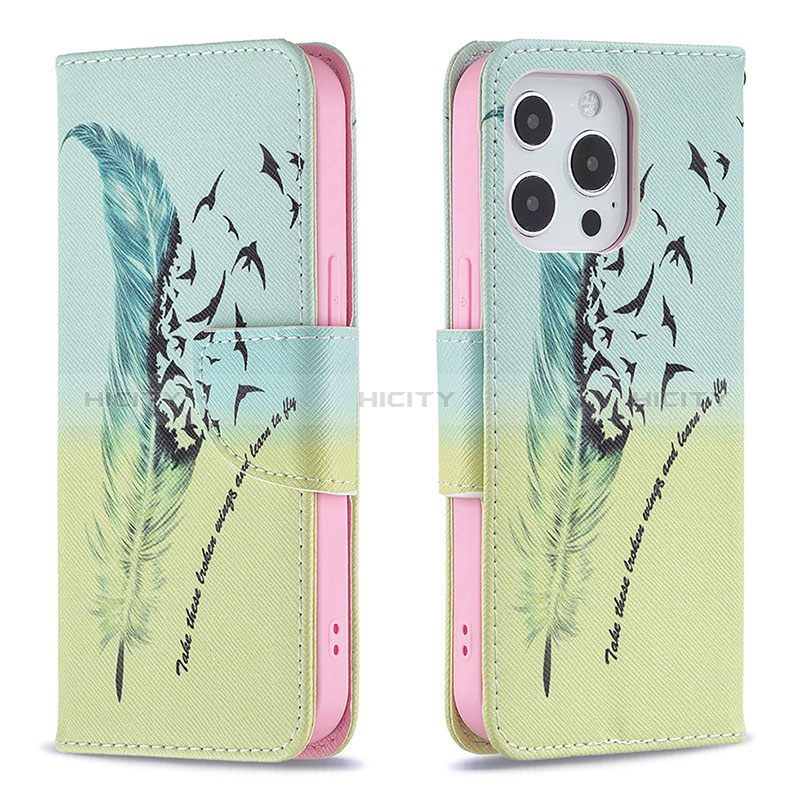 Coque Portefeuille Fleurs Livre Cuir Etui Clapet L01 pour Apple iPhone 14 Pro Max Jaune Plus