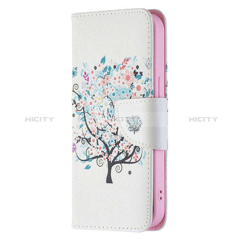 Coque Portefeuille Fleurs Livre Cuir Etui Clapet L01 pour Apple iPhone 15 Mixte Plus