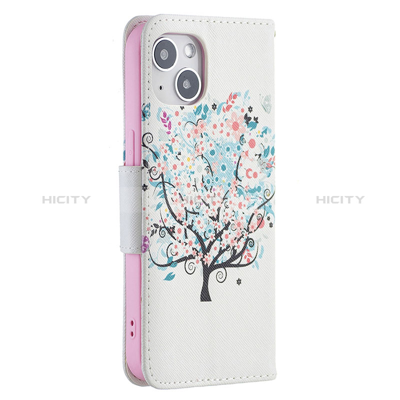 Coque Portefeuille Fleurs Livre Cuir Etui Clapet L01 pour Apple iPhone 15 Mixte Plus