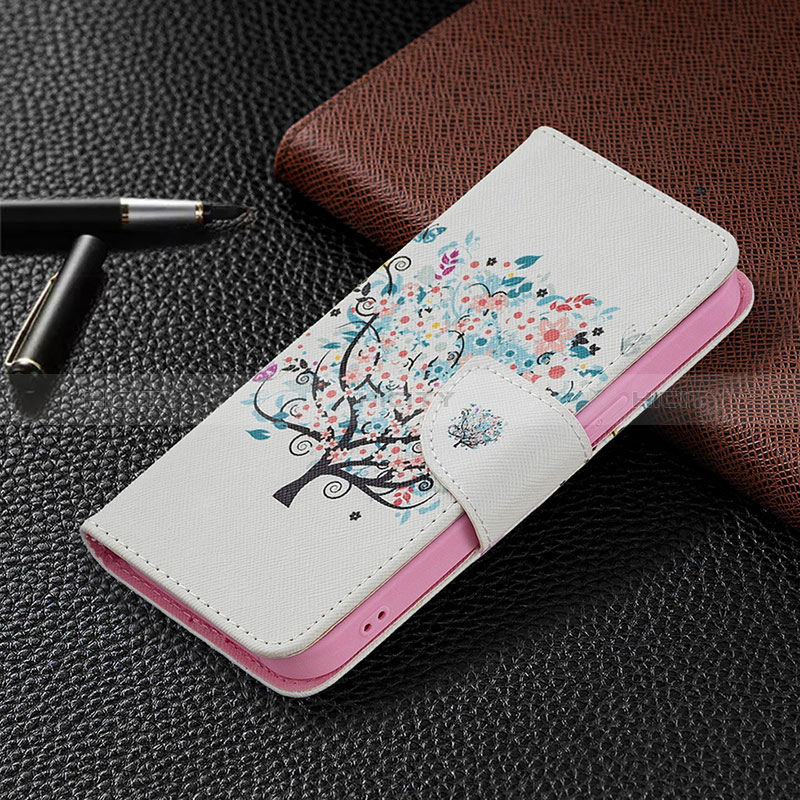 Coque Portefeuille Fleurs Livre Cuir Etui Clapet L01 pour Apple iPhone 15 Mixte Plus