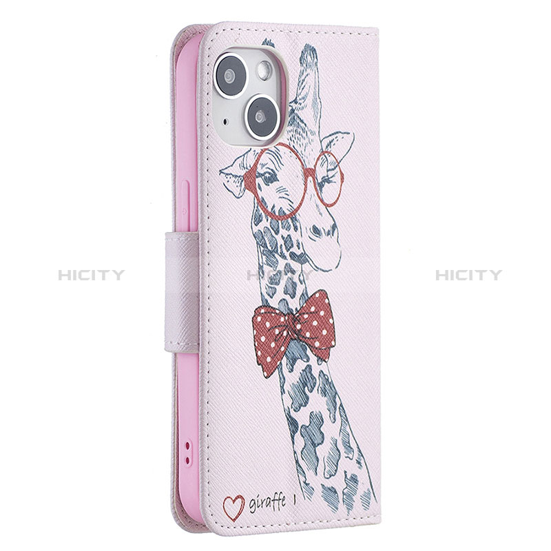 Coque Portefeuille Fleurs Livre Cuir Etui Clapet L01 pour Apple iPhone 15 Plus Rose Plus