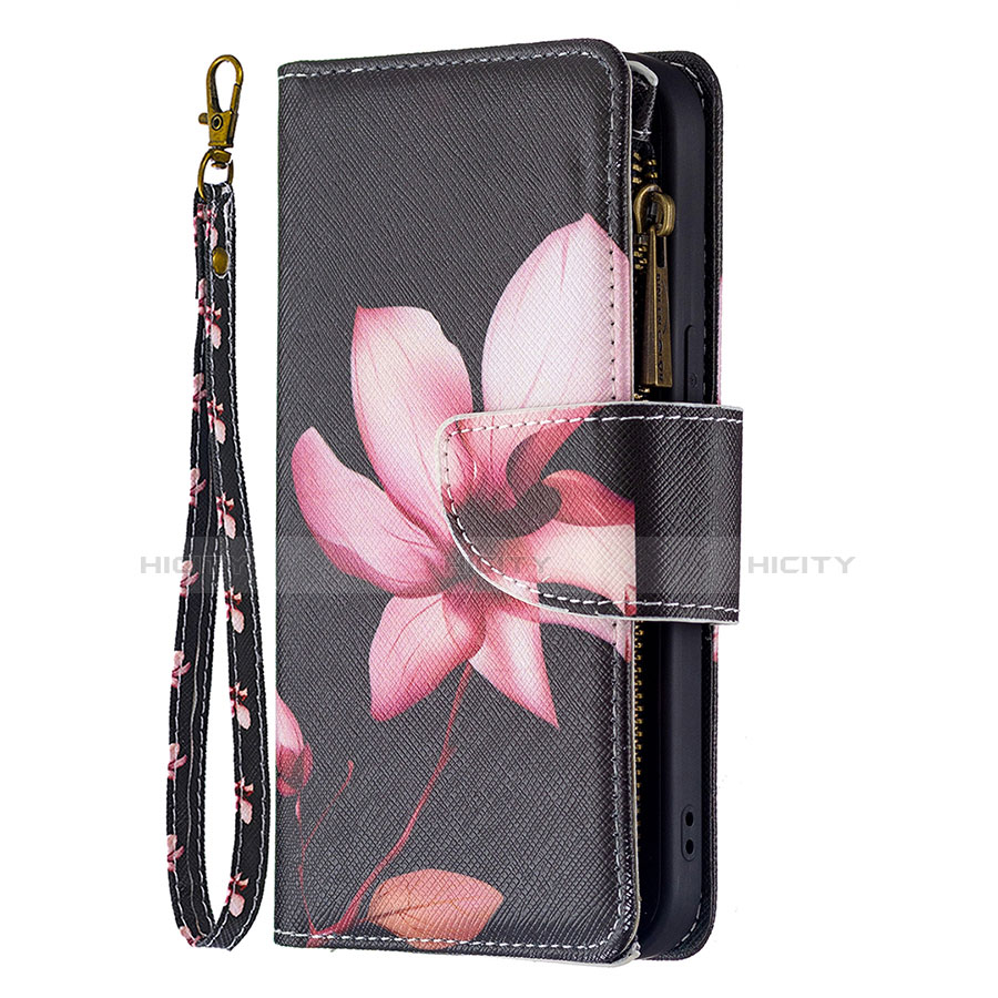 Coque Portefeuille Fleurs Livre Cuir Etui Clapet L03 pour Apple iPhone 14 Marron Plus