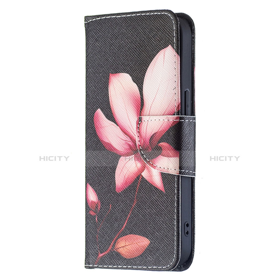 Coque Portefeuille Fleurs Livre Cuir Etui Clapet L07 pour Apple iPhone 14 Marron Plus