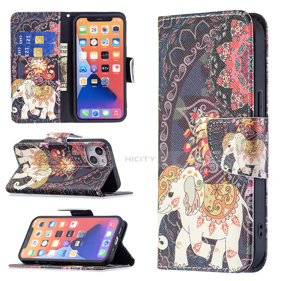 Coque Portefeuille Fleurs Livre Cuir Etui Clapet L07 pour Apple iPhone 14 Mixte Plus