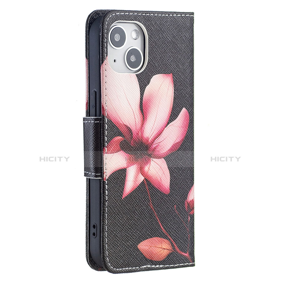 Coque Portefeuille Fleurs Livre Cuir Etui Clapet L07 pour Apple iPhone 14 Plus Marron Plus