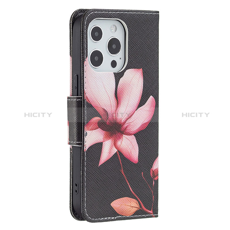 Coque Portefeuille Fleurs Livre Cuir Etui Clapet L07 pour Apple iPhone 14 Pro Max Marron Plus