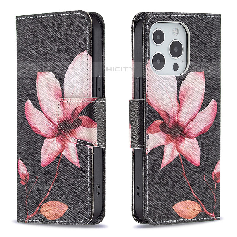 Coque Portefeuille Fleurs Livre Cuir Etui Clapet L07 pour Apple iPhone 16 Pro Max Marron Plus