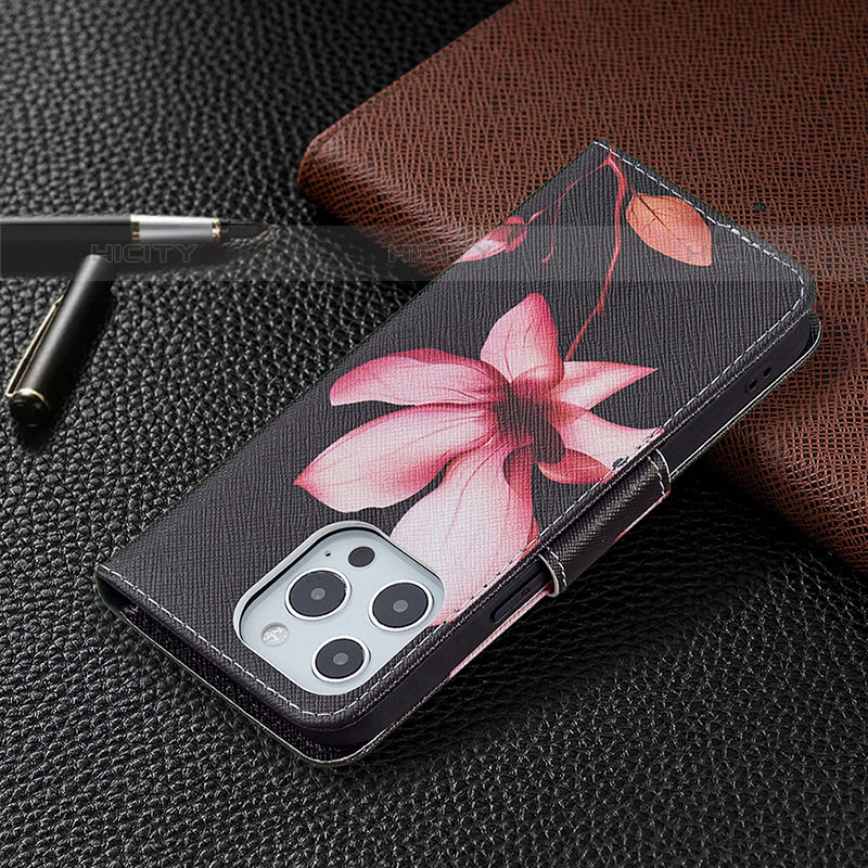 Coque Portefeuille Fleurs Livre Cuir Etui Clapet L07 pour Apple iPhone 16 Pro Max Marron Plus