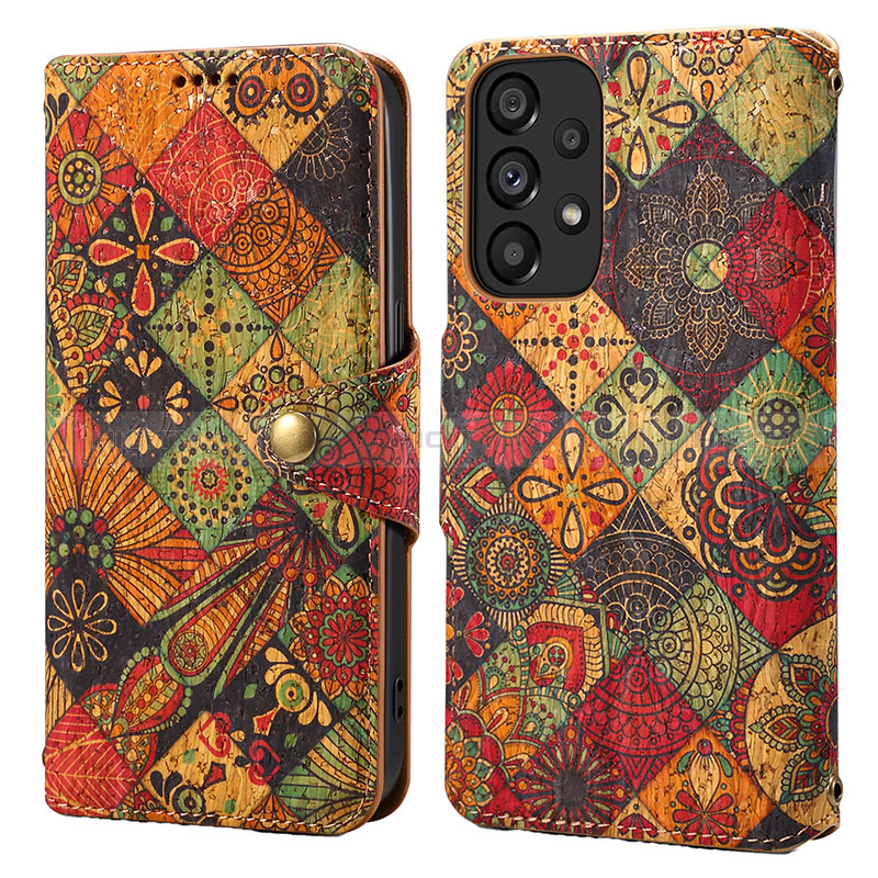 Coque Portefeuille Fleurs Livre Cuir Etui Clapet MT1 pour Samsung Galaxy A53 5G Marron Plus