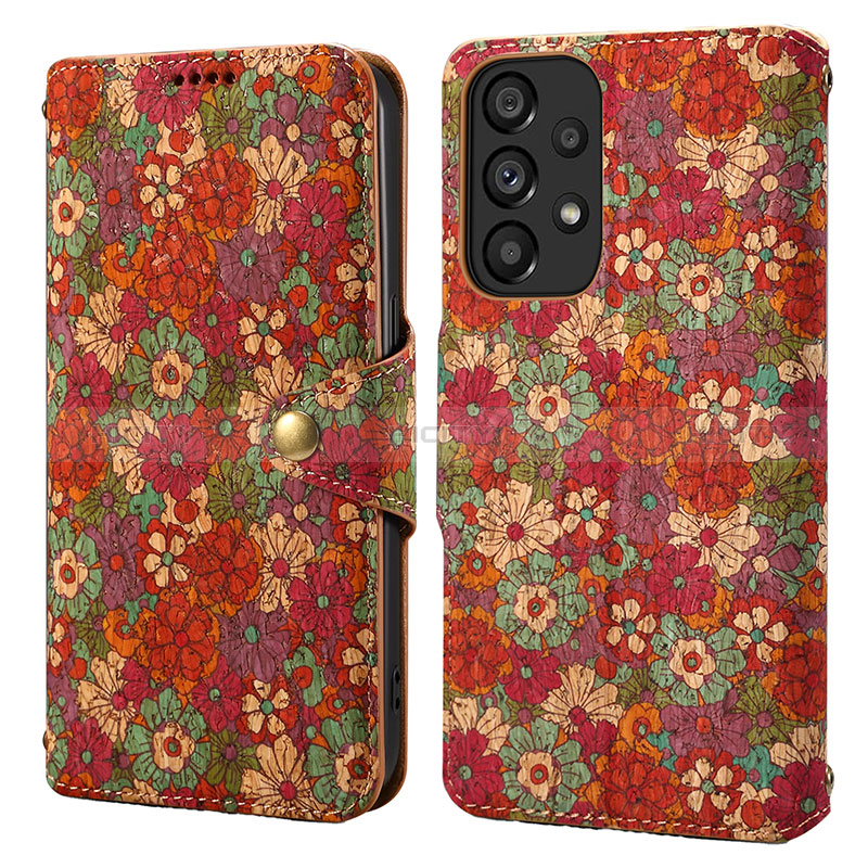 Coque Portefeuille Fleurs Livre Cuir Etui Clapet MT1 pour Samsung Galaxy A53 5G Rouge Plus