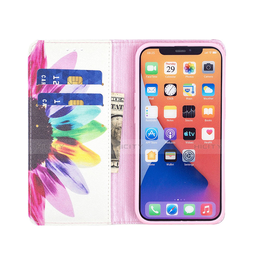 Coque Portefeuille Fleurs Livre Cuir Etui Clapet pour Apple iPhone 13 Mini Colorful Plus