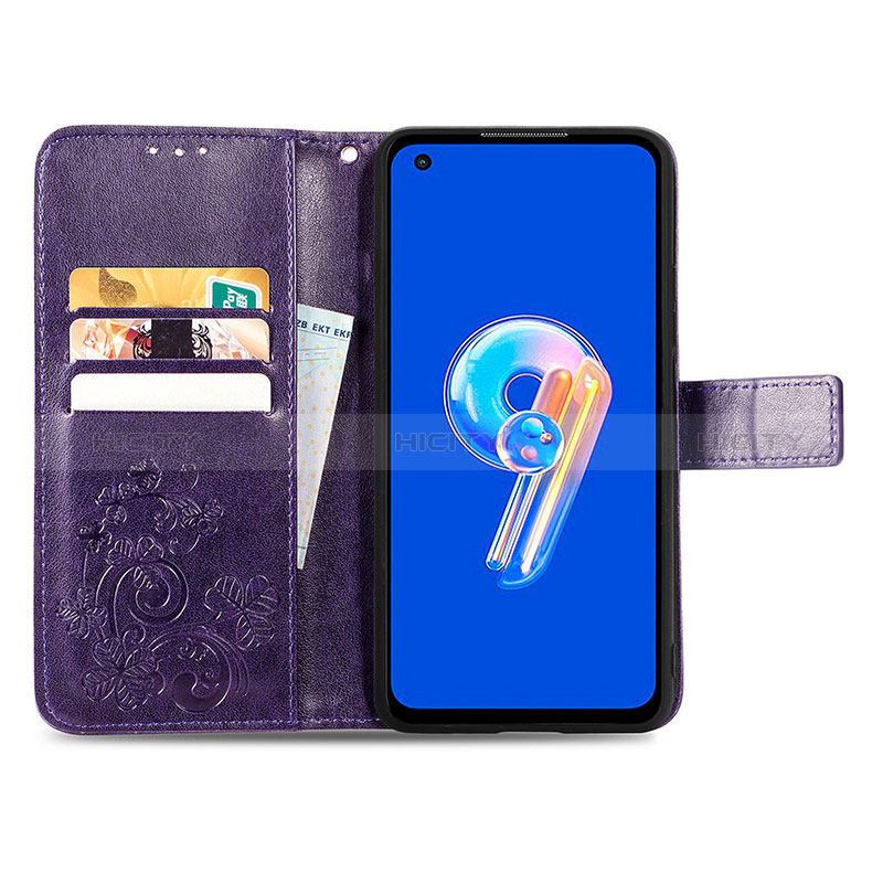 Coque Portefeuille Fleurs Livre Cuir Etui Clapet pour Asus Zenfone 9 Plus