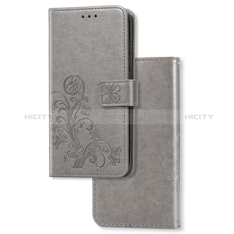 Coque Portefeuille Fleurs Livre Cuir Etui Clapet pour Google Pixel 4 XL Gris Plus