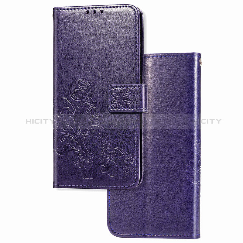 Coque Portefeuille Fleurs Livre Cuir Etui Clapet pour Google Pixel 4a Violet Plus