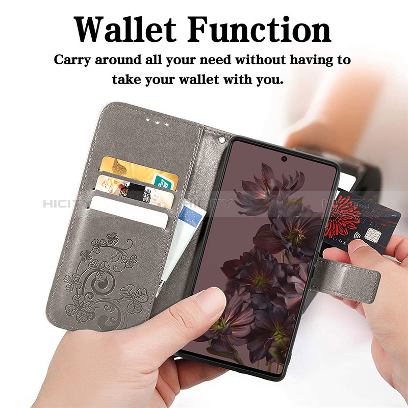 Coque Portefeuille Fleurs Livre Cuir Etui Clapet pour Google Pixel 7 5G Plus