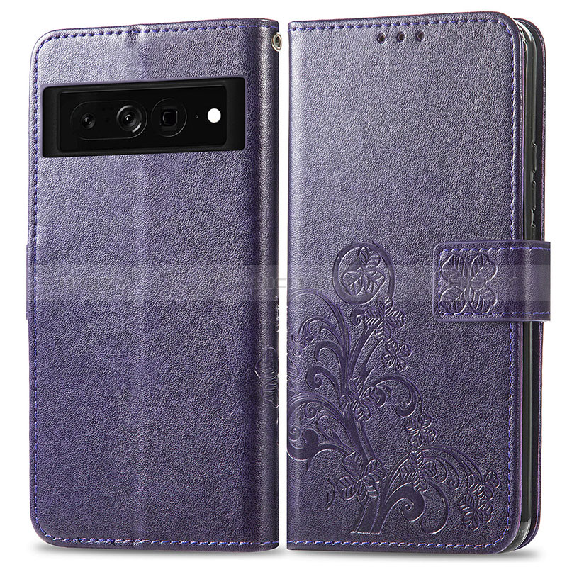 Coque Portefeuille Fleurs Livre Cuir Etui Clapet pour Google Pixel 7 Pro 5G Plus