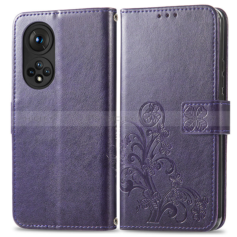 Coque Portefeuille Fleurs Livre Cuir Etui Clapet pour Huawei Honor 50 5G Plus