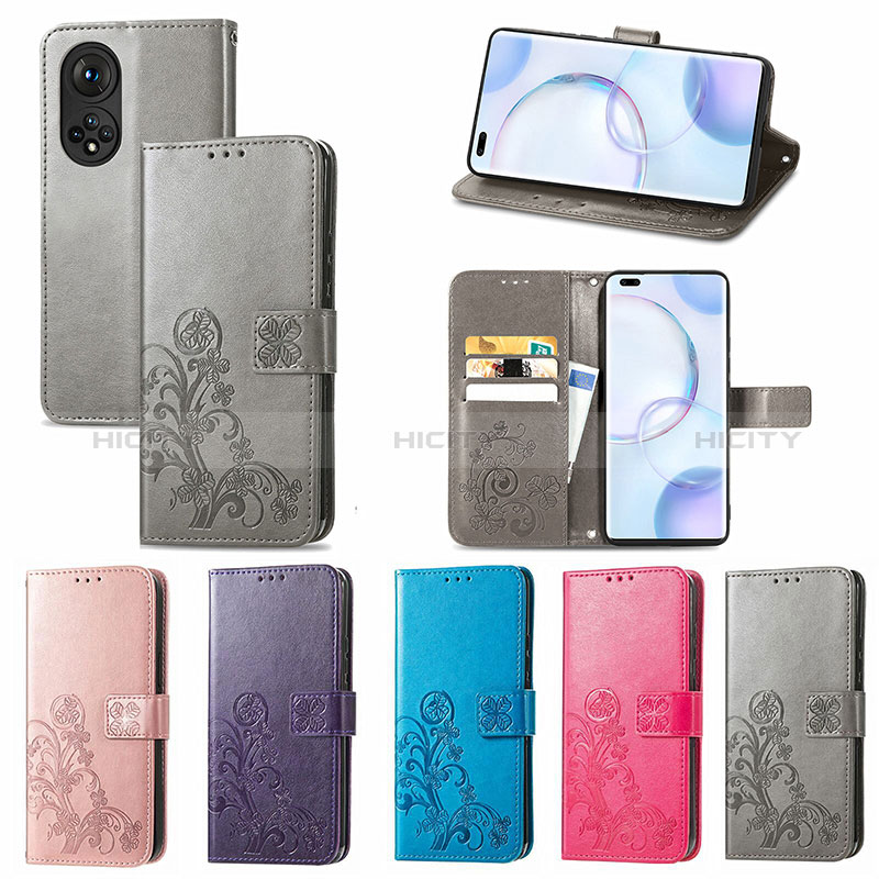 Coque Portefeuille Fleurs Livre Cuir Etui Clapet pour Huawei Honor 50 Pro 5G Plus