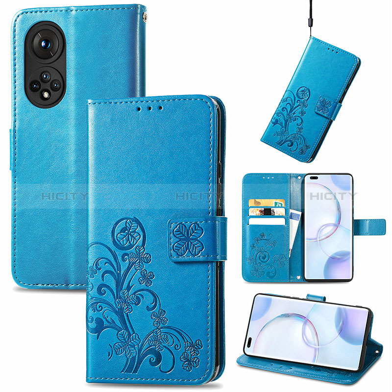 Coque Portefeuille Fleurs Livre Cuir Etui Clapet pour Huawei Honor 50 Pro 5G Plus