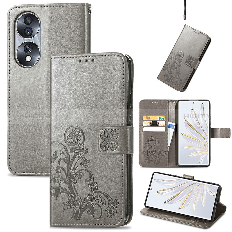 Coque Portefeuille Fleurs Livre Cuir Etui Clapet pour Huawei Honor 70 5G Plus