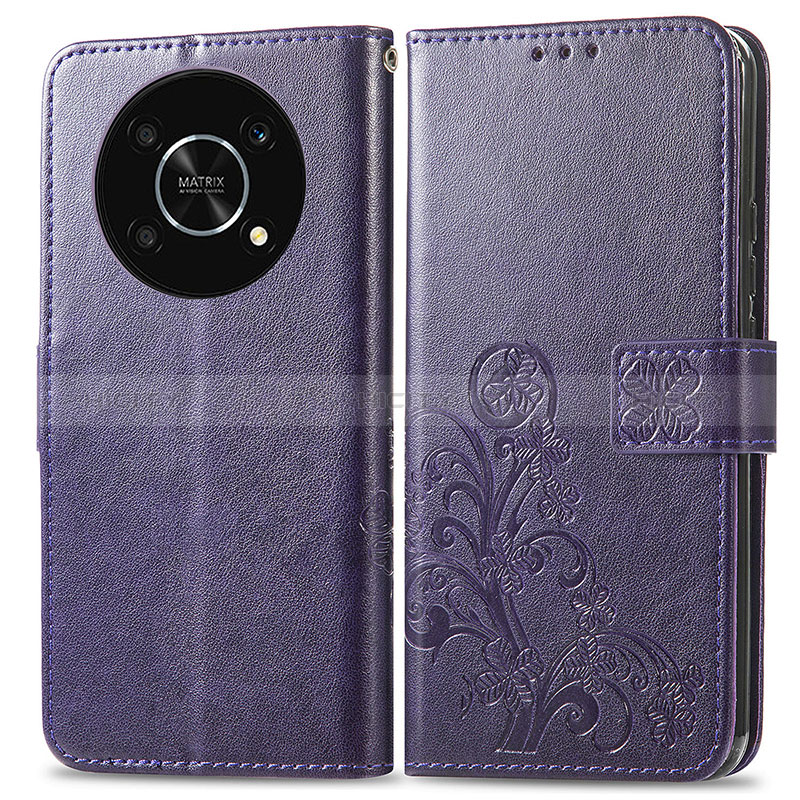 Coque Portefeuille Fleurs Livre Cuir Etui Clapet pour Huawei Honor Magic4 Lite 5G Plus