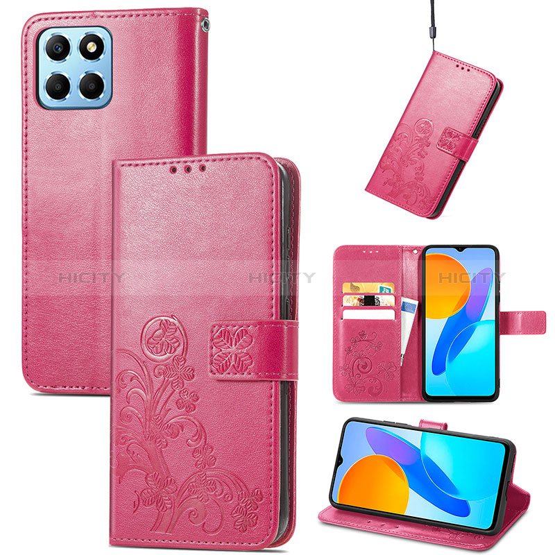 Coque Portefeuille Fleurs Livre Cuir Etui Clapet pour Huawei Honor X6 5G Plus