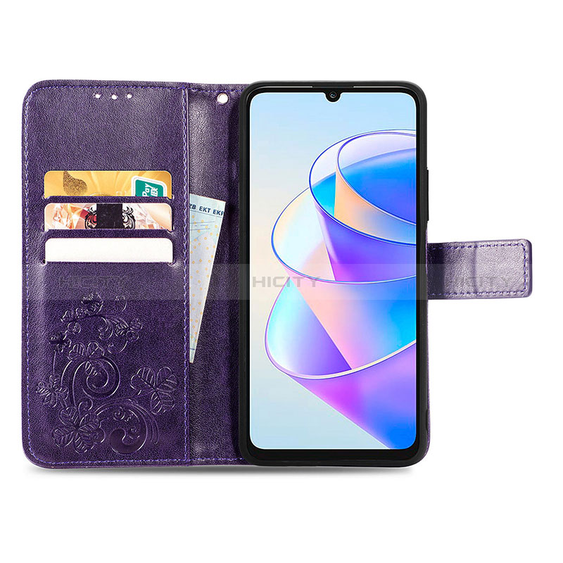 Coque Portefeuille Fleurs Livre Cuir Etui Clapet pour Huawei Honor X7a Plus