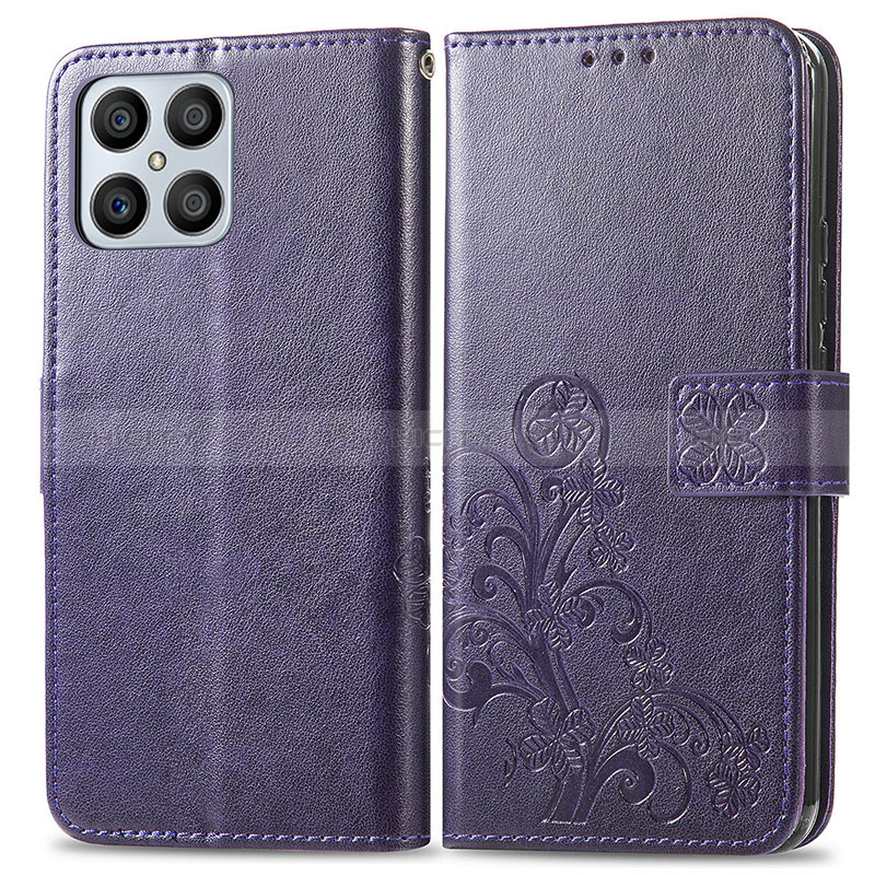 Coque Portefeuille Fleurs Livre Cuir Etui Clapet pour Huawei Honor X8 4G Plus