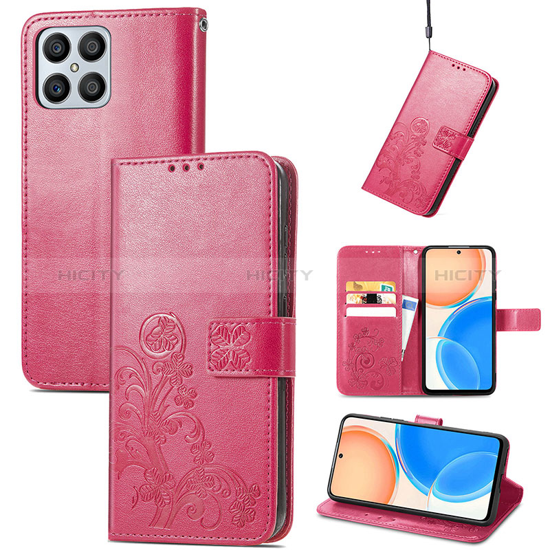 Coque Portefeuille Fleurs Livre Cuir Etui Clapet pour Huawei Honor X8 4G Plus