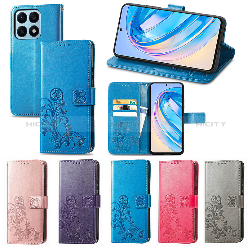 Coque Portefeuille Fleurs Livre Cuir Etui Clapet pour Huawei Honor X8a 4G Plus