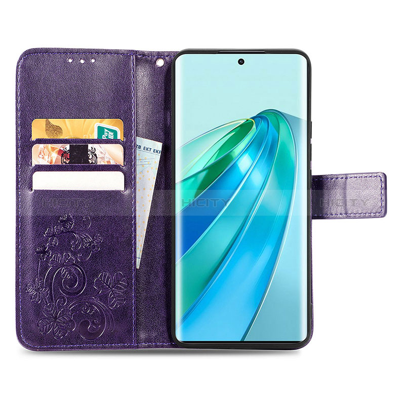 Coque Portefeuille Fleurs Livre Cuir Etui Clapet pour Huawei Honor X9a 5G Plus