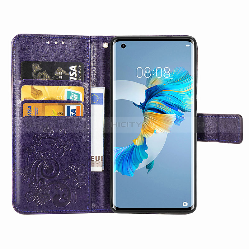 Coque Portefeuille Fleurs Livre Cuir Etui Clapet pour Huawei Mate 40 Plus