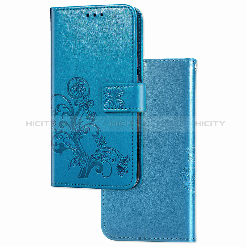 Coque Portefeuille Fleurs Livre Cuir Etui Clapet pour Huawei Mate 40 Pro Bleu Plus