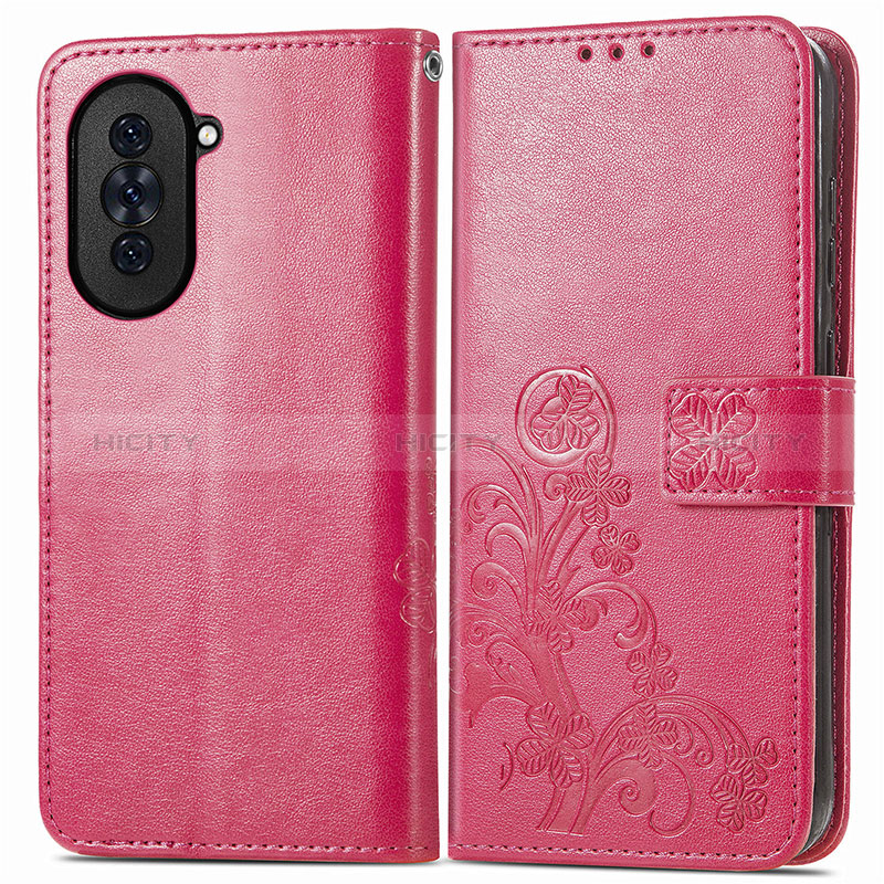 Coque Portefeuille Fleurs Livre Cuir Etui Clapet pour Huawei Nova 10 Rose Rouge Plus