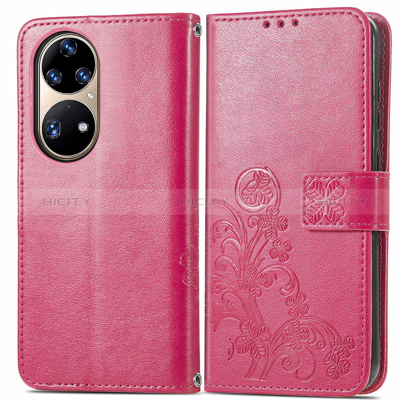 Coque Portefeuille Fleurs Livre Cuir Etui Clapet pour Huawei P50e Plus