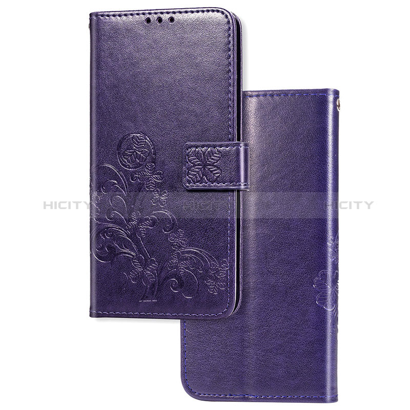 Coque Portefeuille Fleurs Livre Cuir Etui Clapet pour Huawei Y9 Prime (2019) Violet Plus