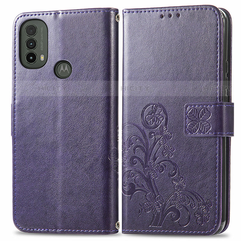 Coque Portefeuille Fleurs Livre Cuir Etui Clapet pour Motorola Moto E40 Plus