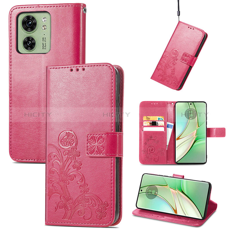 Coque Portefeuille Fleurs Livre Cuir Etui Clapet pour Motorola Moto Edge (2023) 5G Plus