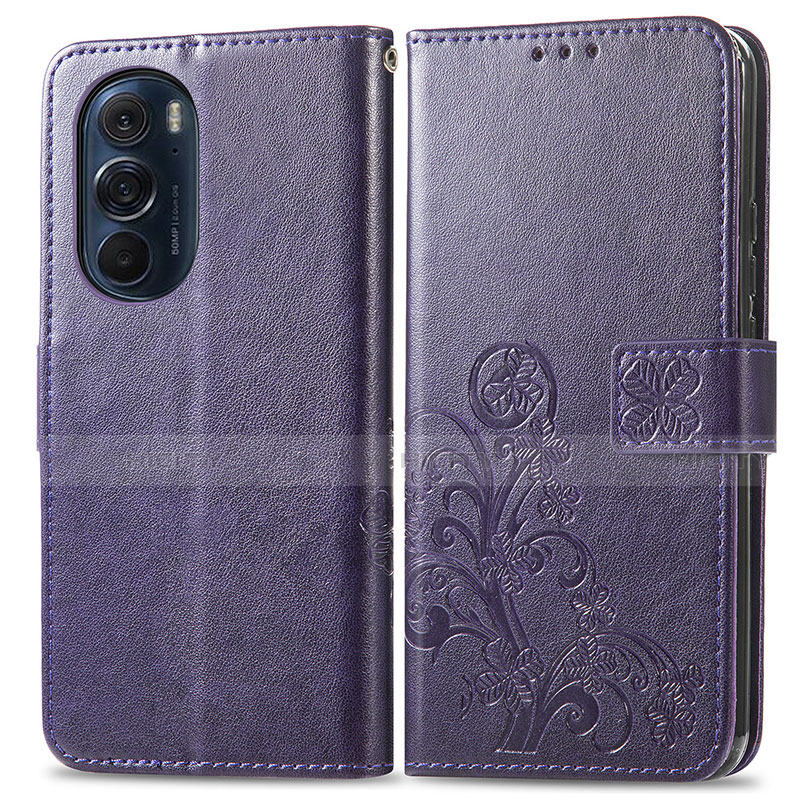 Coque Portefeuille Fleurs Livre Cuir Etui Clapet pour Motorola Moto Edge 30 Pro 5G Plus