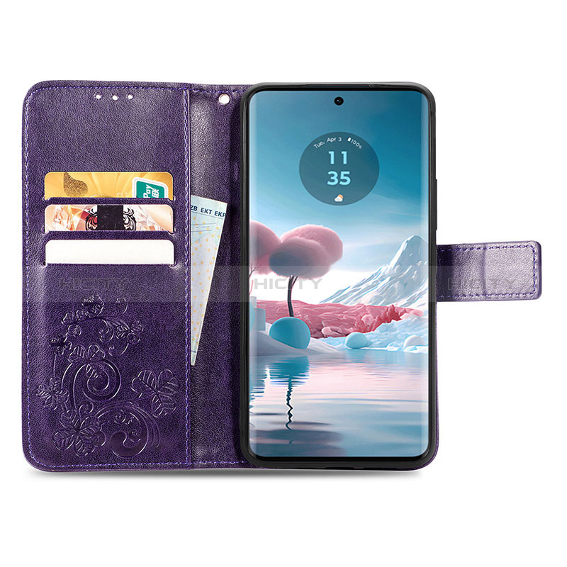 Coque Portefeuille Fleurs Livre Cuir Etui Clapet pour Motorola Moto Edge 40 Neo 5G Plus