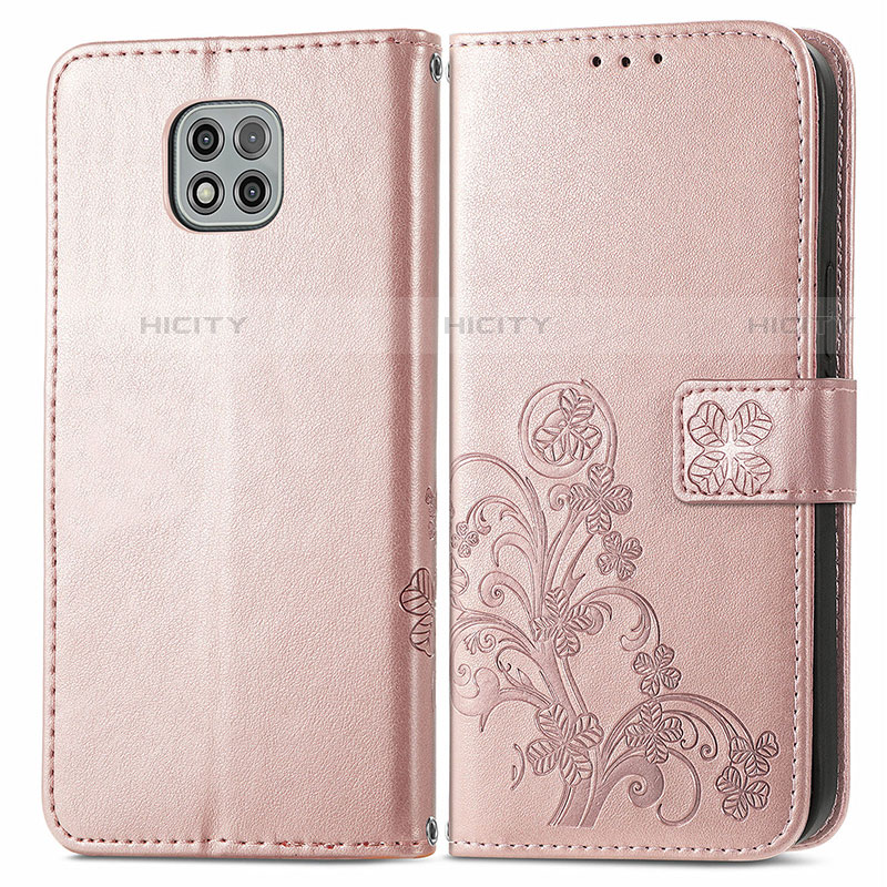 Coque Portefeuille Fleurs Livre Cuir Etui Clapet pour Motorola Moto G Power (2021) Rose Plus