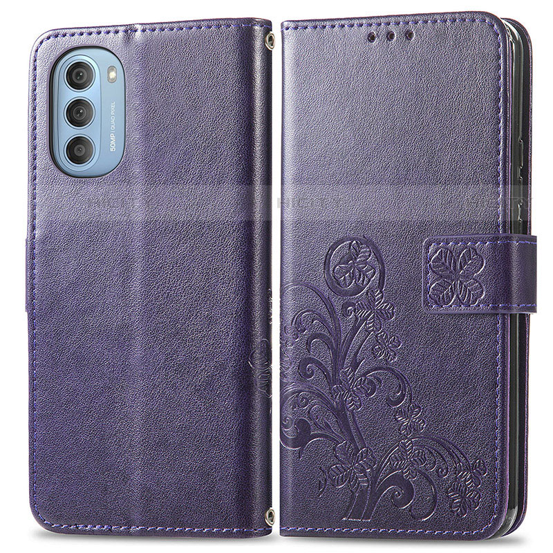 Coque Portefeuille Fleurs Livre Cuir Etui Clapet pour Motorola Moto G51 5G Plus