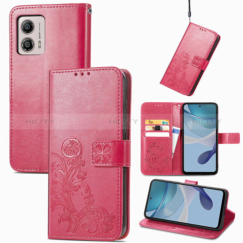 Coque Portefeuille Fleurs Livre Cuir Etui Clapet pour Motorola Moto G53j 5G Plus