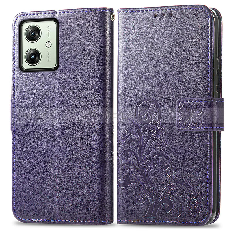 Coque Portefeuille Fleurs Livre Cuir Etui Clapet pour Motorola Moto G54 5G Plus