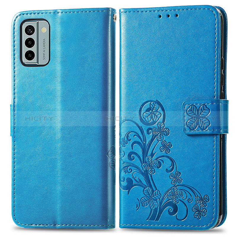 Coque Portefeuille Fleurs Livre Cuir Etui Clapet pour Nokia G22 Bleu Plus