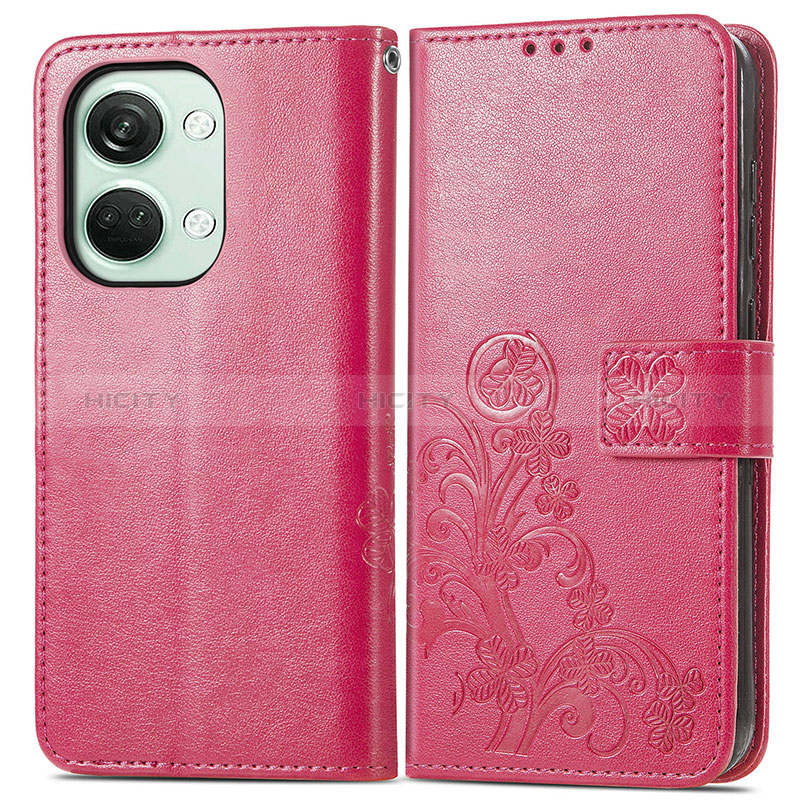 Coque Portefeuille Fleurs Livre Cuir Etui Clapet pour OnePlus Nord 3 5G Rose Rouge Plus