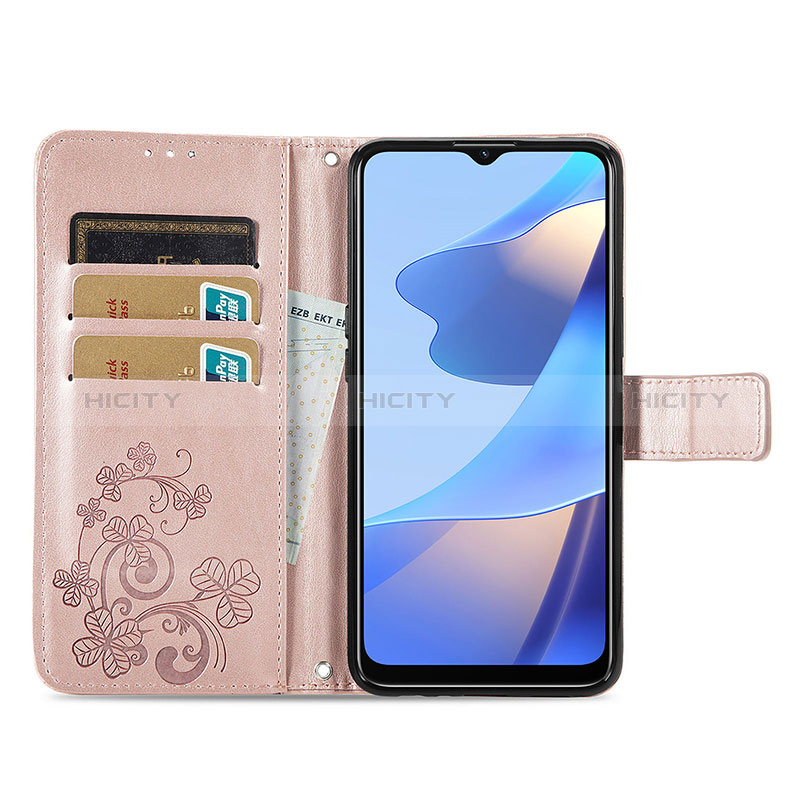 Coque Portefeuille Fleurs Livre Cuir Etui Clapet pour Oppo A16 Plus